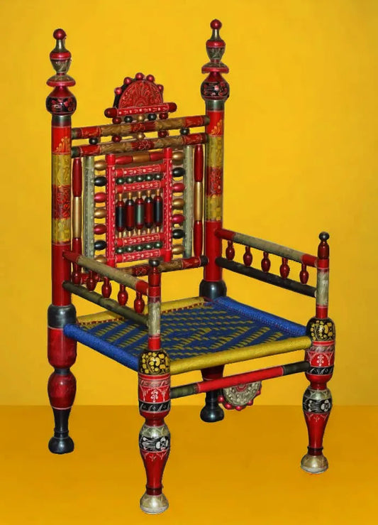 Exquisite Punjabi Tribal Wedding Chairs in Cedar Wood