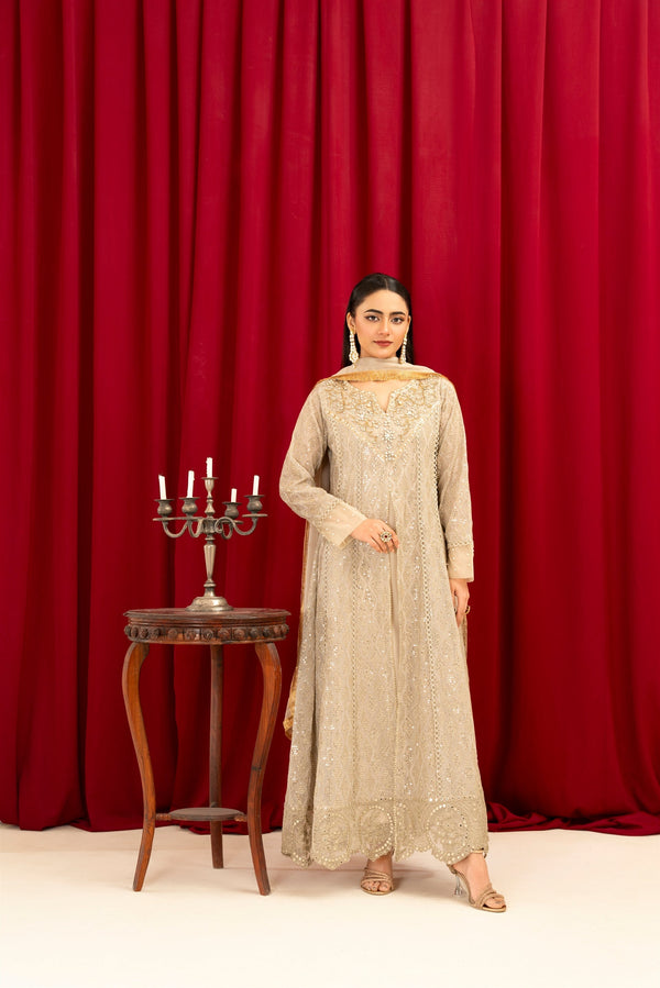 Manahils Stitched Formals K-136-Beige