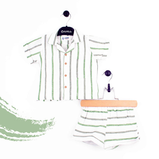 Baby Boy 2 Piece Safari Suit Green Stripes
