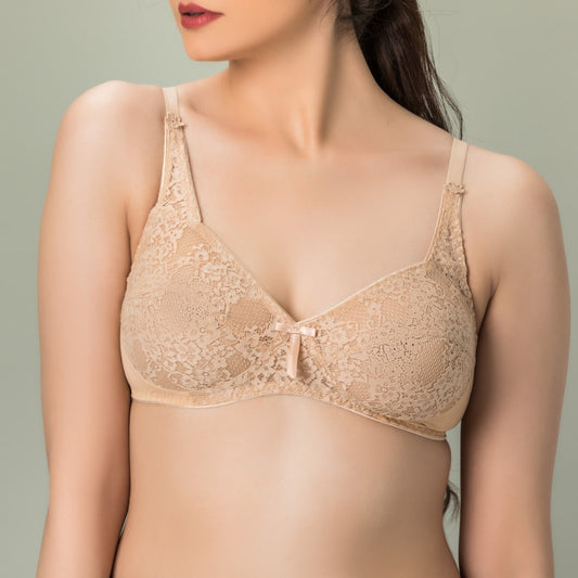 MARVEL Rosette, Soft Lace Cup Unpadded Polyester Jersey Bra, SKIN