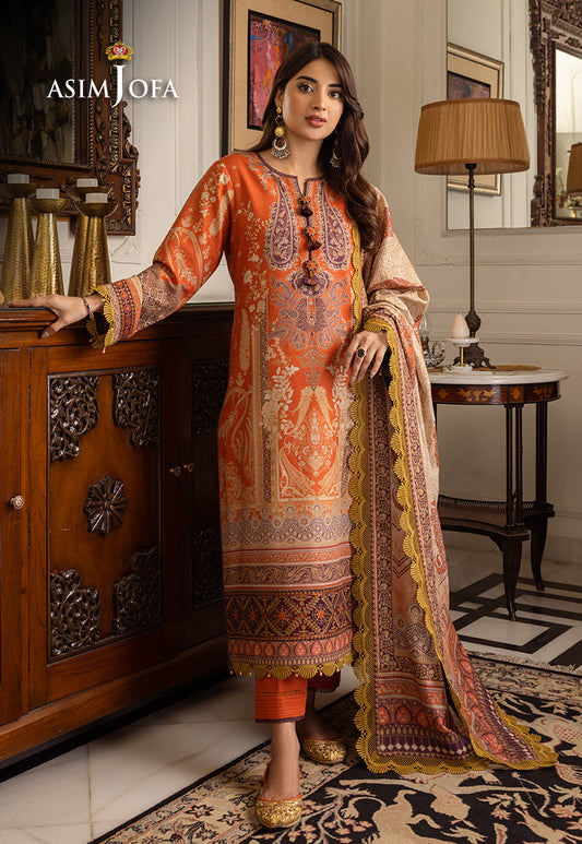 AJIWP-12 EMBROIDERED KHADDAR STITCHED 3 PCS