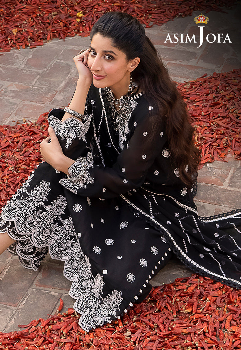 AJSW-19 EMBROIDERED LAWN SILK 3 PCS