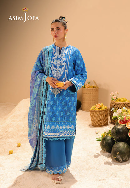 AJUBU-24 Printed Embroidered Lawn 3 Pcs