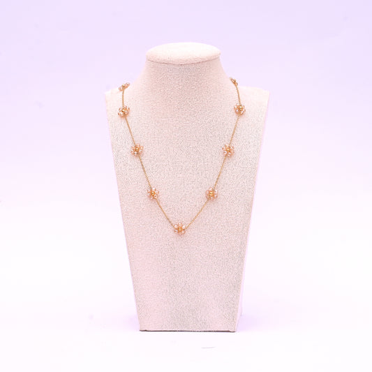Blooming Beads Necklace Mix Pink Silver