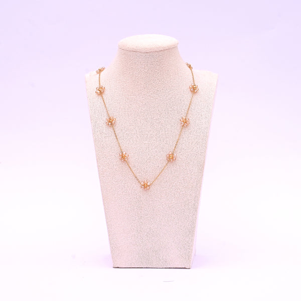 Blooming Beads Necklace Mix Pink Silver