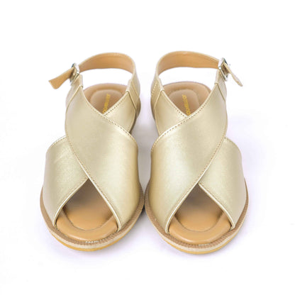 Plain Gold Peshawari Chappal