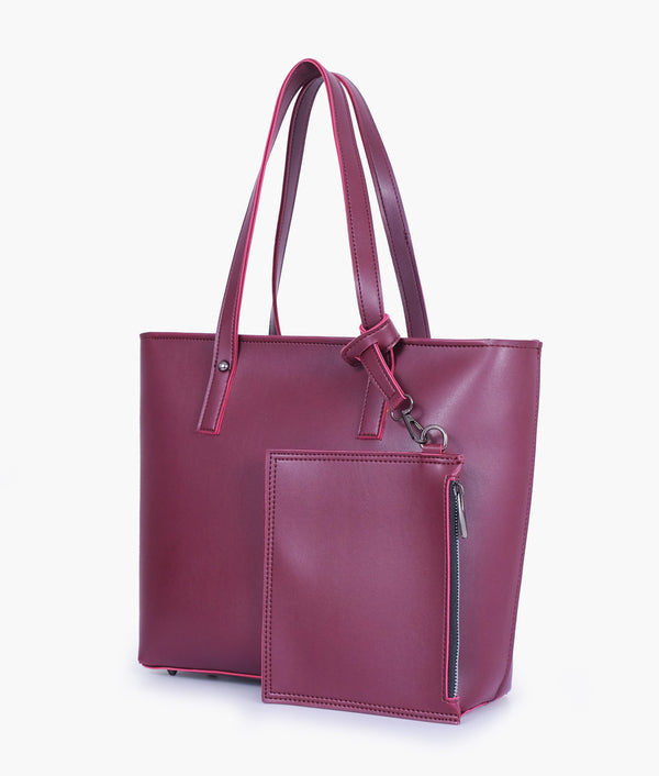 RTW Creation - Burgundy tote bag with detachable pouch