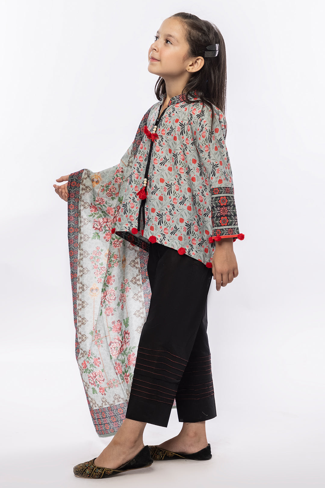 3PCS Digital Printed Lawn Shirt, Dupatta & Cotton Trouser SKU: SFRK-007