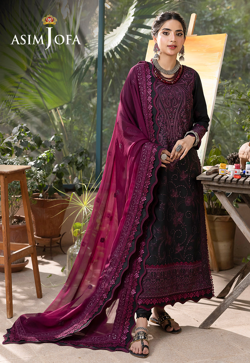 AJSW-16 EMBROIDERED LAWN SILK 3 PCS