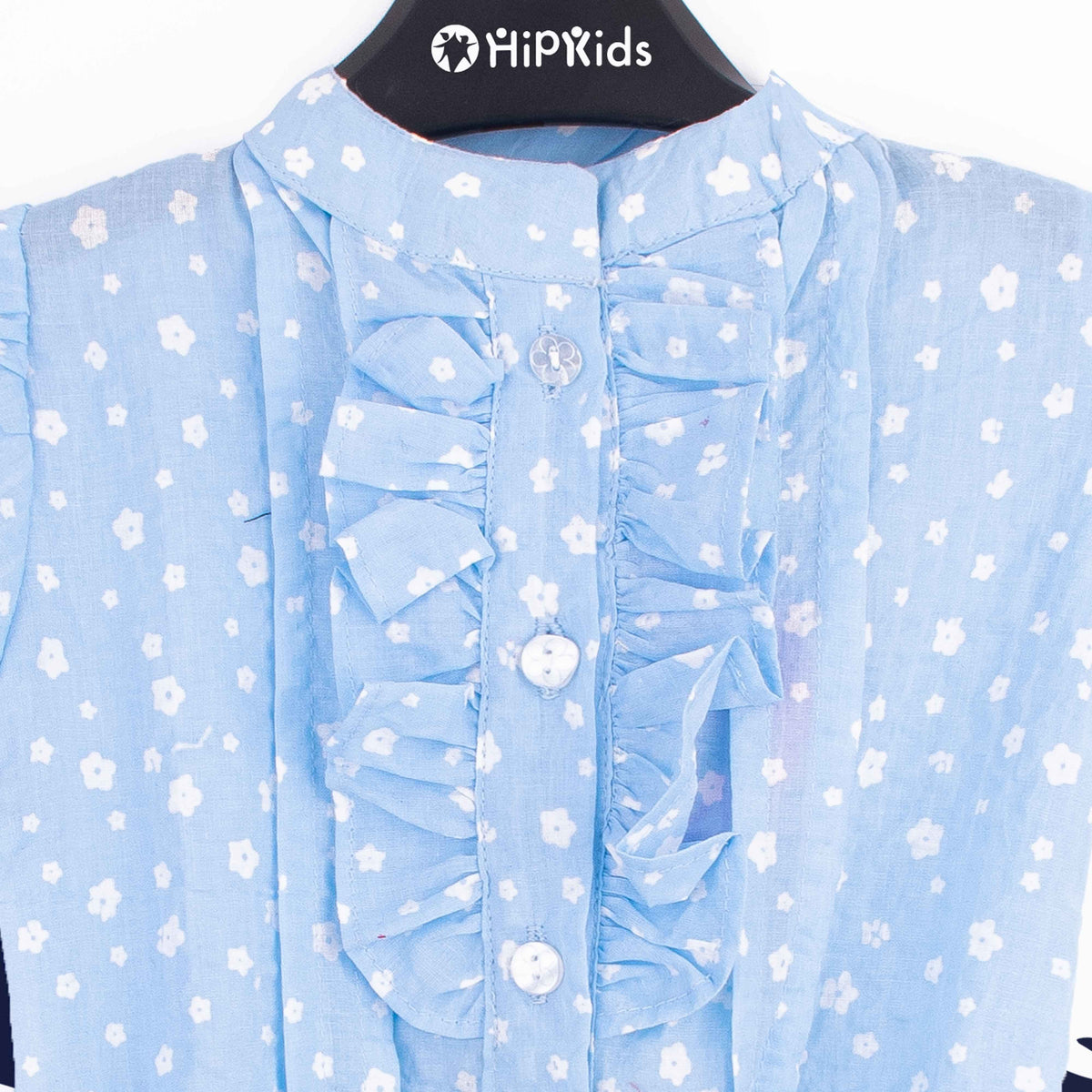 Baby Girl Blue Flowers Print Jumpsuit