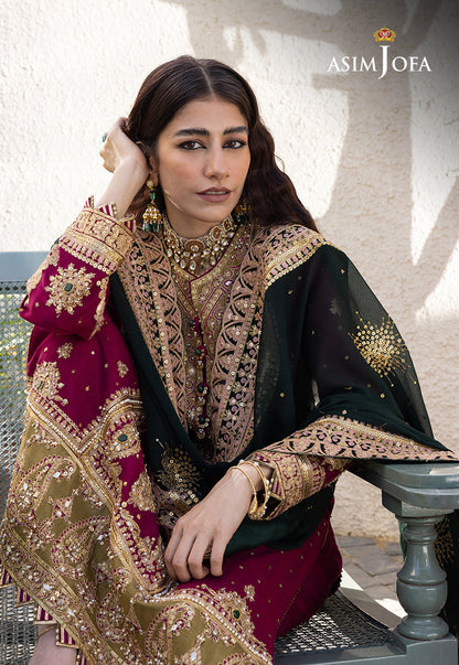 AJJH-10 EMBROIDERED RAW SILK 3 PCS