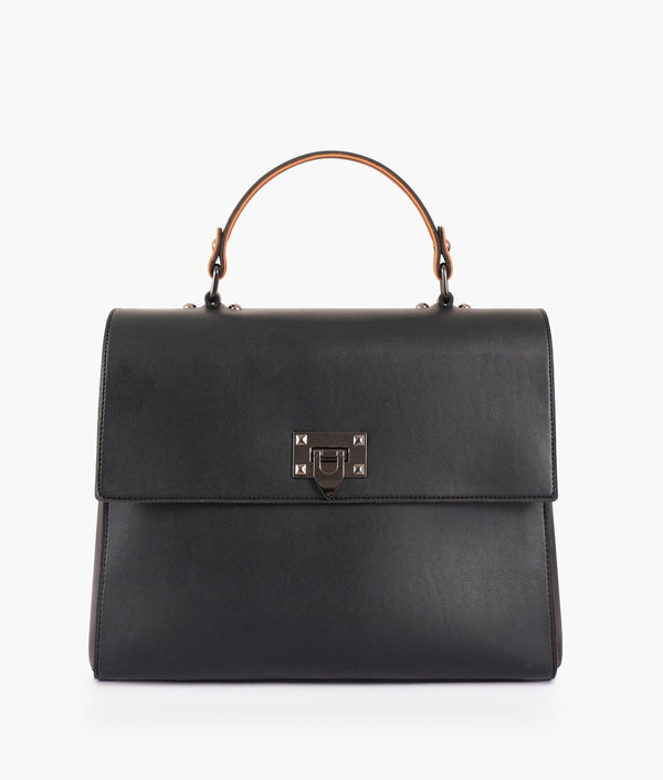 RTW Creation - Black flap-over top-handle bag