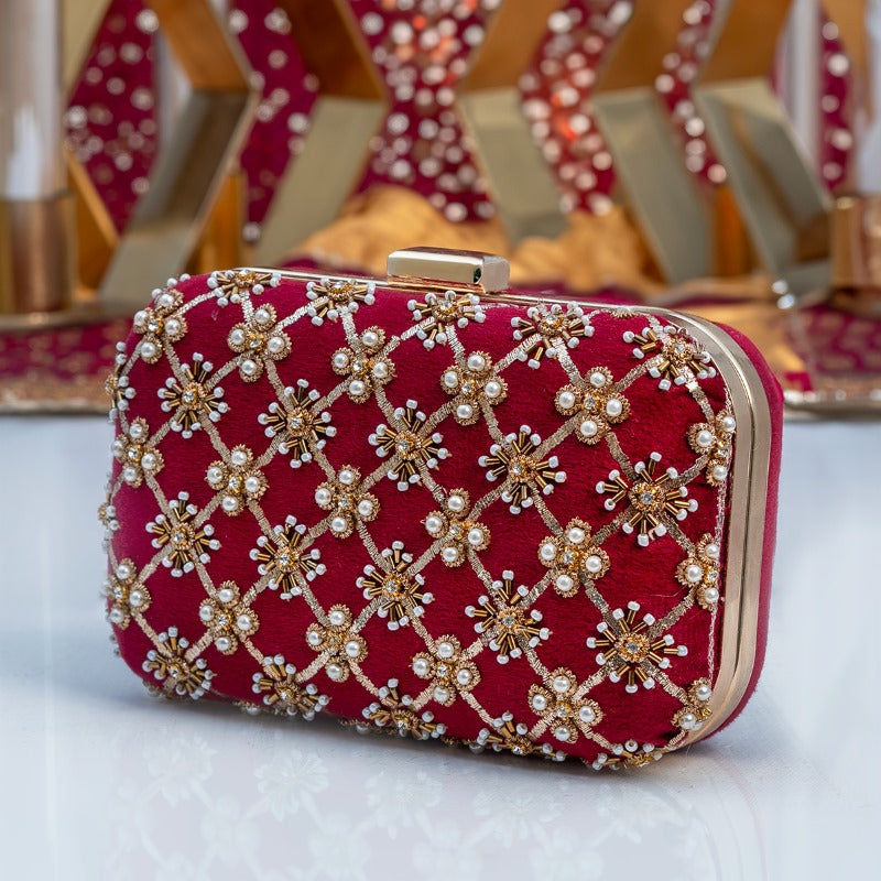 Koyal Maroon Clutch