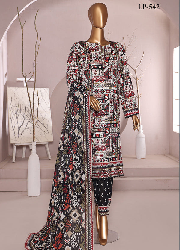 Luxe Prints By HZ Textile Printed Lawn 3 Piece Unstitched Suit HZ25LP LP-542