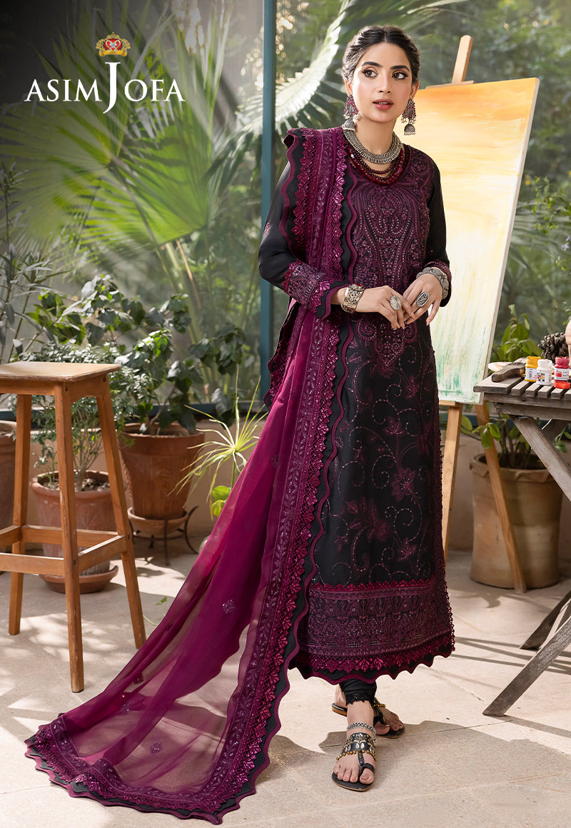 AJSW-16 EMBROIDERED LAWN SILK 3 PCS