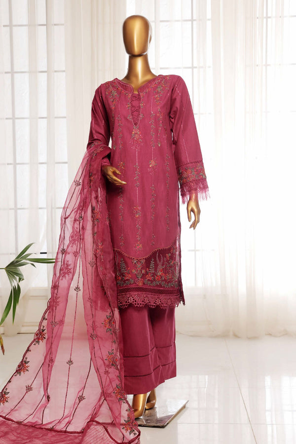 Sada Bahar Stitched 3 Piece Luxury Emb Spring Vol-03 Collection-LEL3-MK-36-Magenta