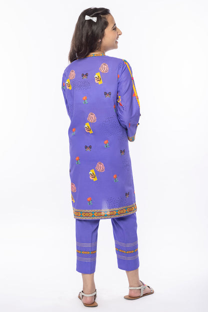 2Pcs Printed Lawn Suit Blue SKU: MAC-022