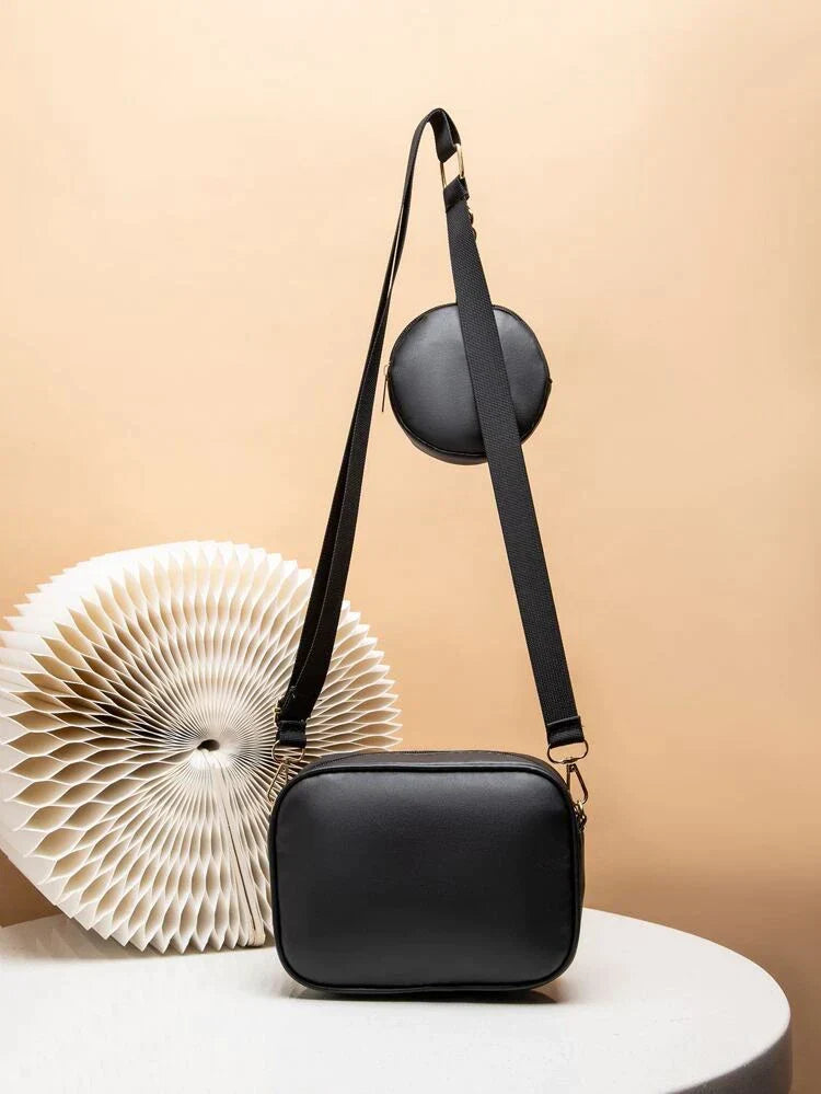 Buy Chevron Quilted Square Bag With Coin Purse - Black in Pakistan