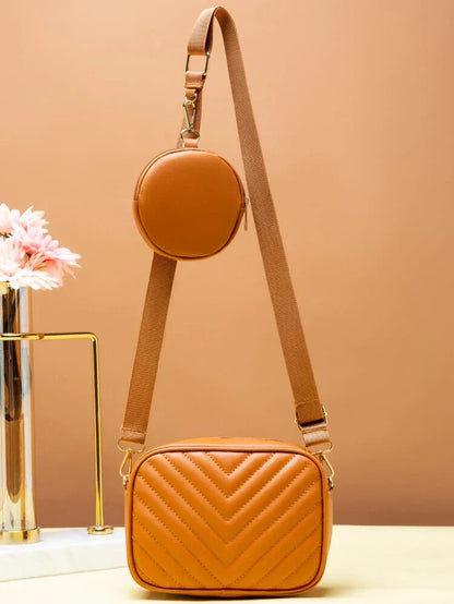 Buy Chevron Quilted Square Bag With Coin Purse - Mustard in Pakistan
