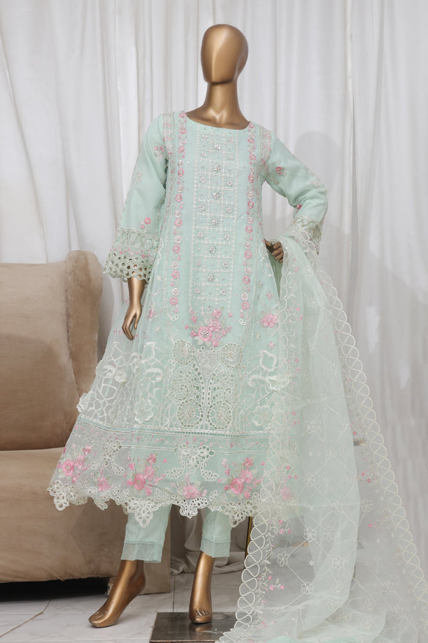 Bin Saeed Stitched 3 Piece Luxury Emb Frock Collection'2025-RTS-2297-Green