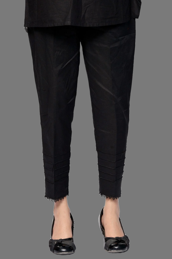 Urban Cut Jet Black Stitched Trouser with five Pleats – 100% Cotton