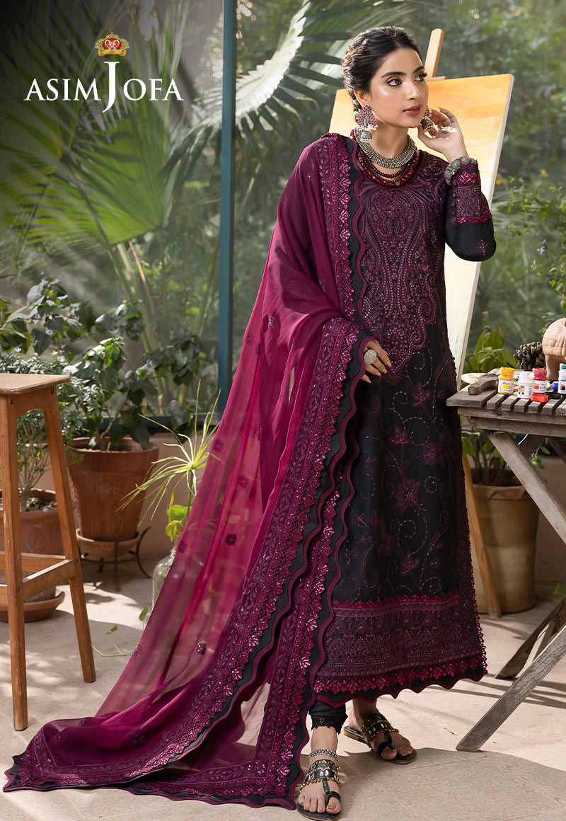 AJSW-16 EMBROIDERED LAWN SILK 3 PCS