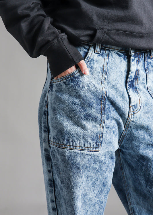 Leather Strap Denim Jeans