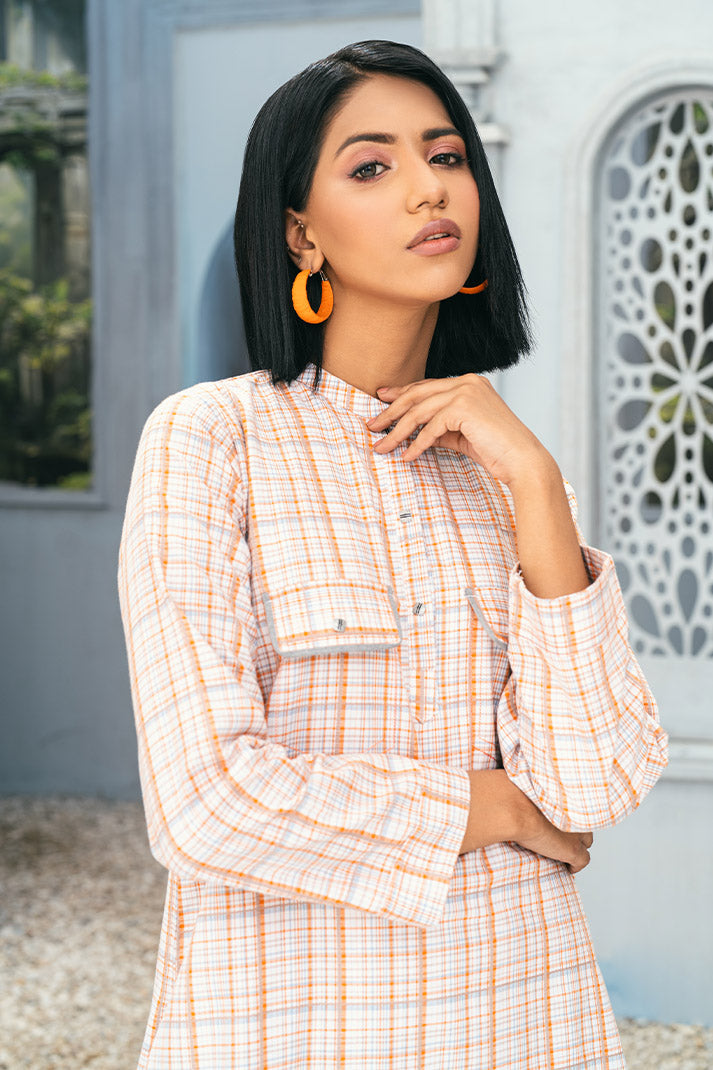 2 pc Cotton Yarn Dyed Check Stylish Kurta Suit TG-013