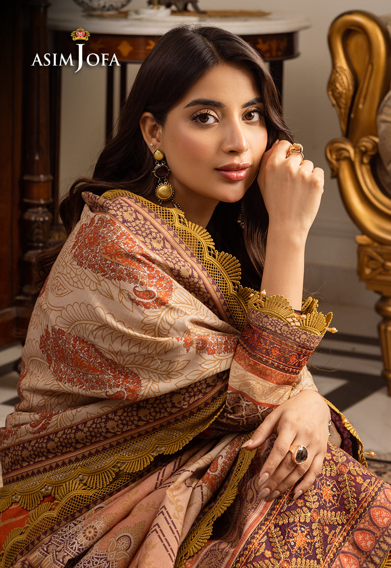 AJIWP-12 EMBROIDERED KHADDAR STITCHED 3 PCS