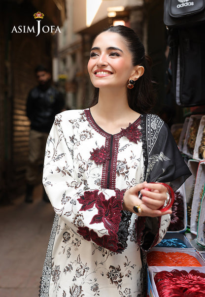 AJUBF-52 PRINTED EMBROIDERED LAWN 3 PCS