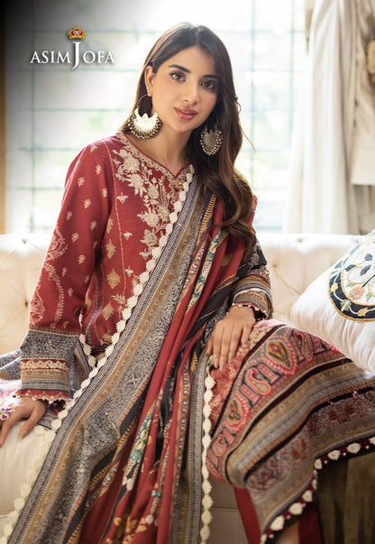 AJIWP-02 EMBROIDERED KHADDAR STITCHED 3 PCS