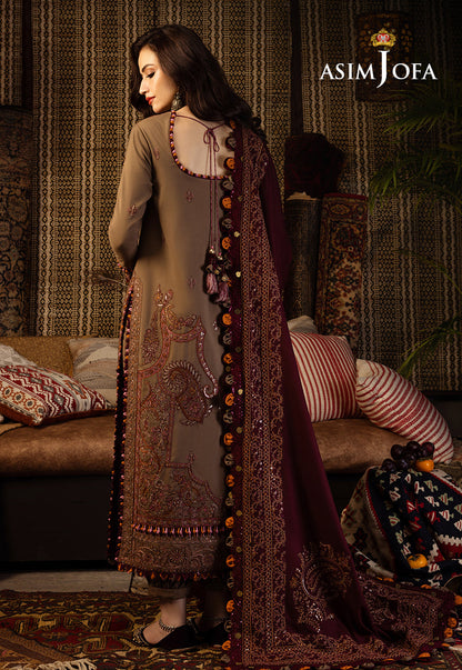 AJKT-11 EMBROIDERED SLUB RAW SILK 3 PCS
