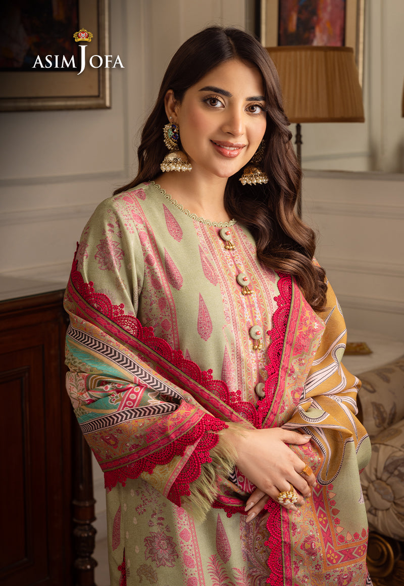 AJIWP-08 EMBROIDERED KARANDI STITCHED 3 PCS