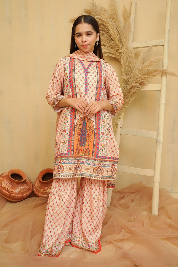 Ochre Clothing Girls Full Suits Swiss Lawn Digital Printed 3 Pc Suit