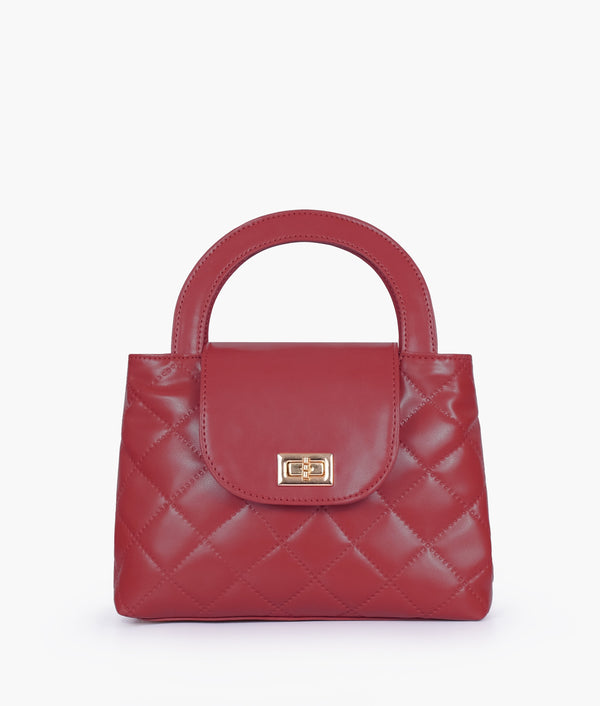 RTW Creation - Maroon flap quilted bag with top handle
