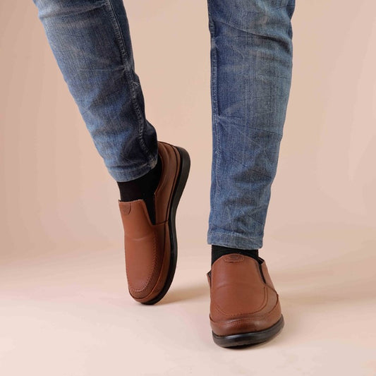 Turkish Classic Spotless Design Leather Shoes in Bright Brown Color