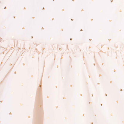 Baby Girl Golden Glitter heart Print Cotton Frock