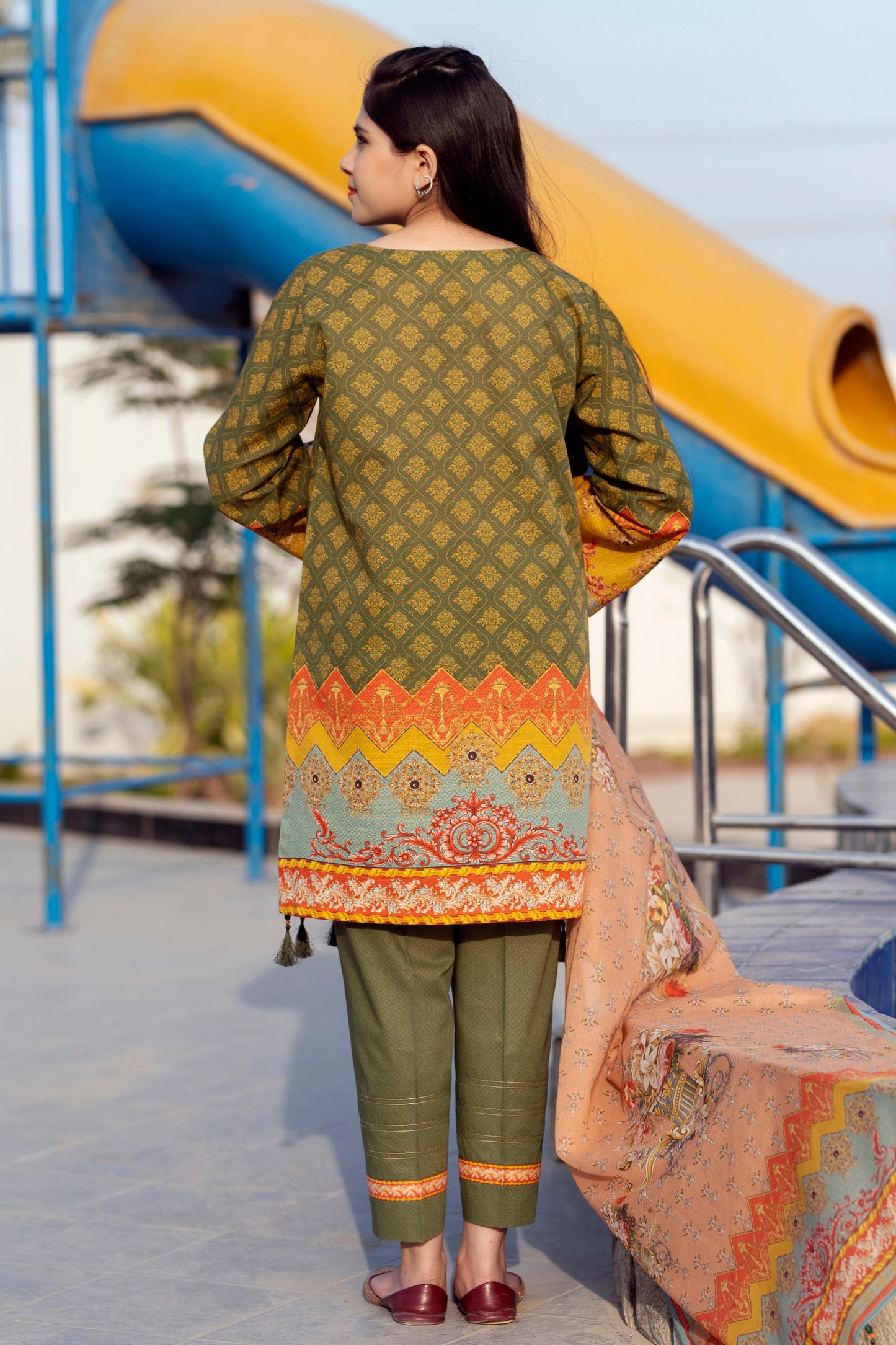 Girls Digital Printed Khaddar 3 Piece