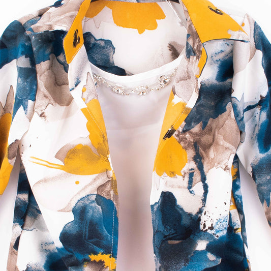 Baby Girl Blue Flower Print Chiffon Top