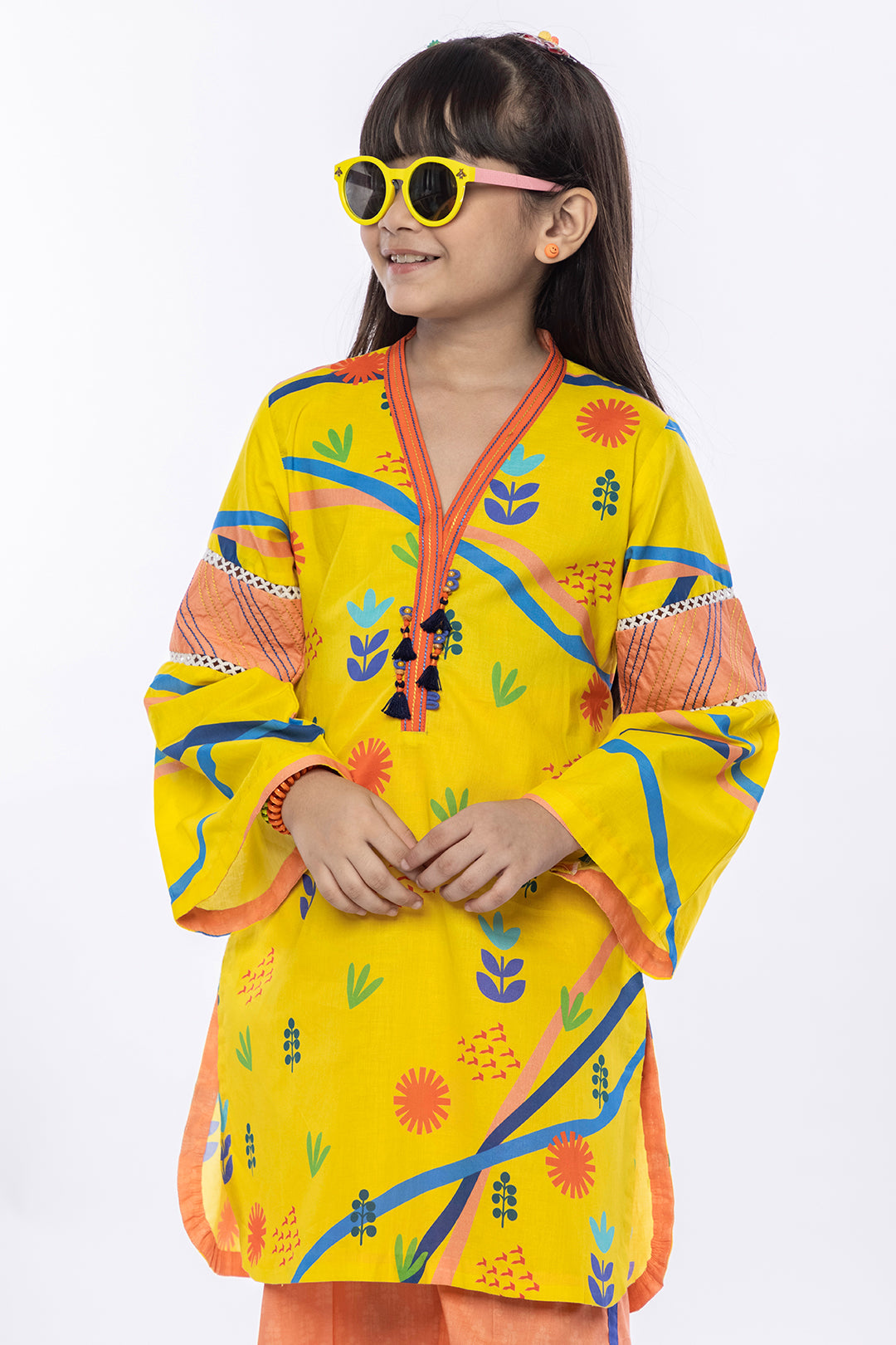 2Pcs Printed Lawn Suit DK-Yellow SKU: MAC-014
