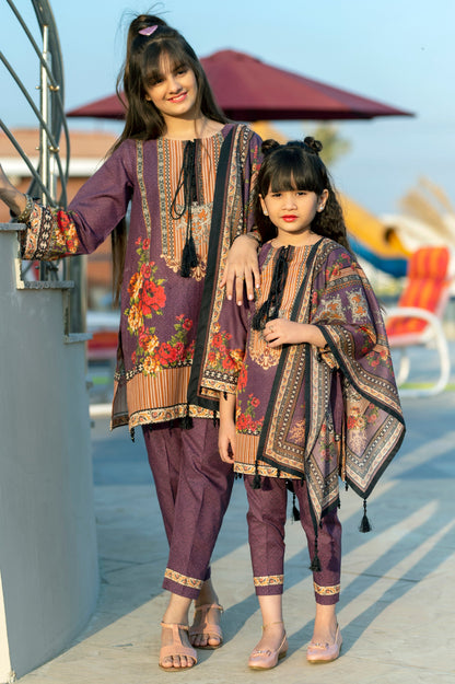 Girls Digital Printed Khaddar 3 Piece