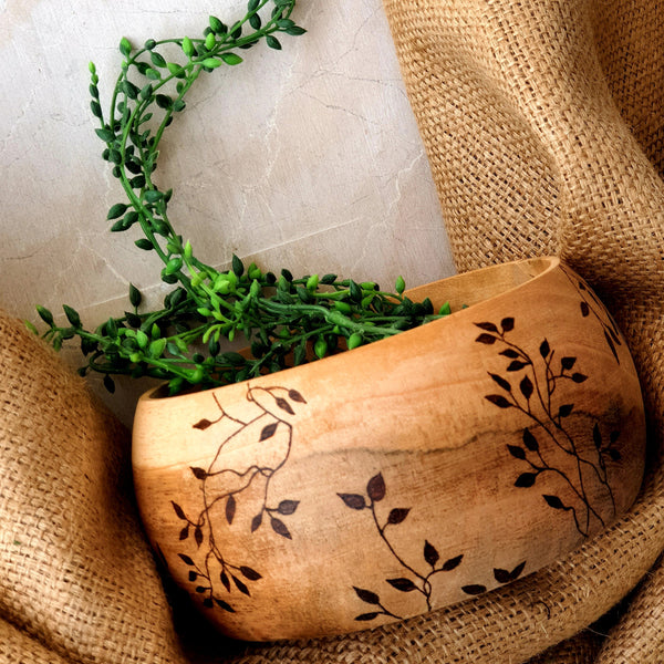 Wood Burned Vine Bowl