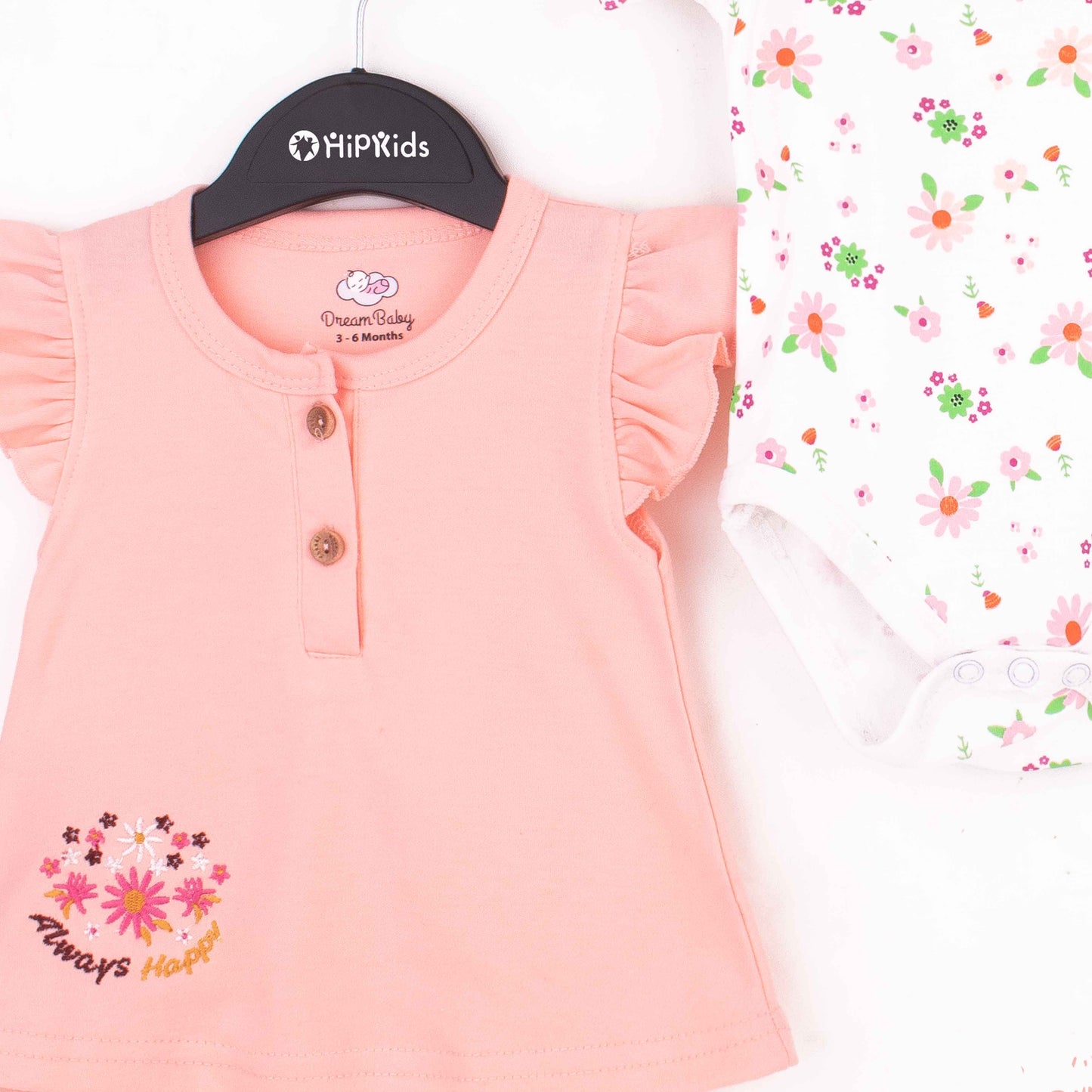 Baby Girl 3 Piece Set Peach Always Happy