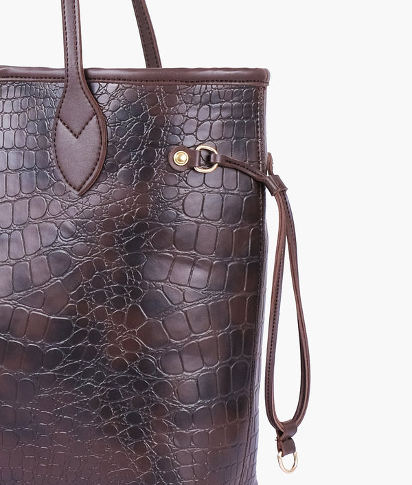 RTW Creation - Dark brown crocodile neverfull tote bag