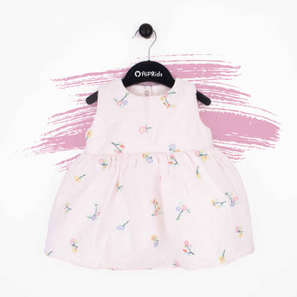Baby Girl Pink Embroidered Flower Cotton Frock