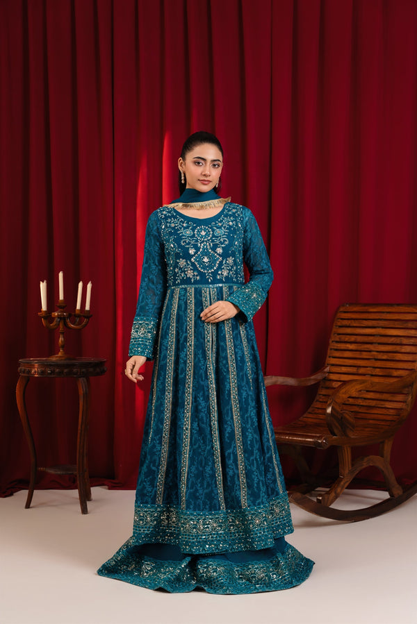 Manahils Stitched Formals B-007-Teal