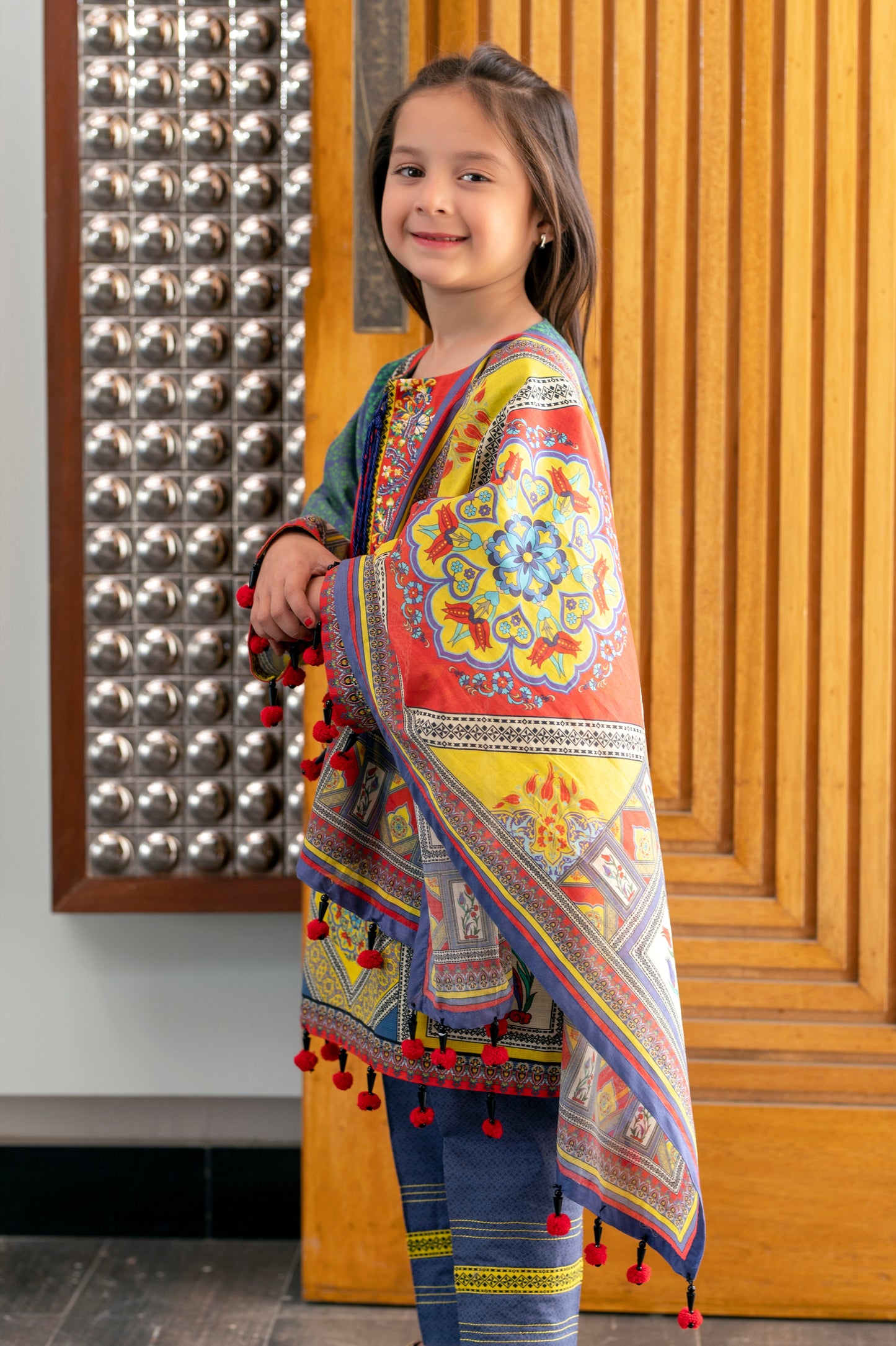 Girls Digital Printed Khaddar 3 Piece