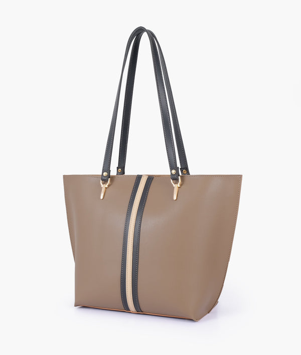 RTW Creation - Coffee centre-stripe tote bag