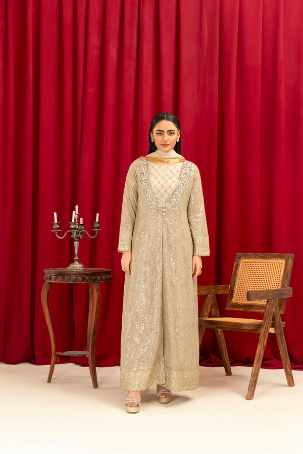 Manahils Stitched Formals K-135-Camel Brown