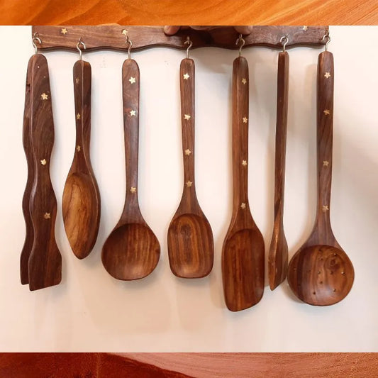 Spoon Ladle Wooden Chamach Set